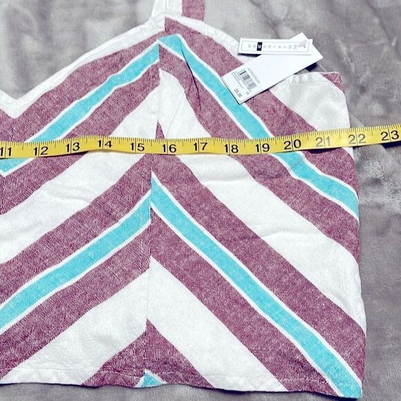 bp Red Mitered Stripe Linen Crop Top - Picture 4 of 6